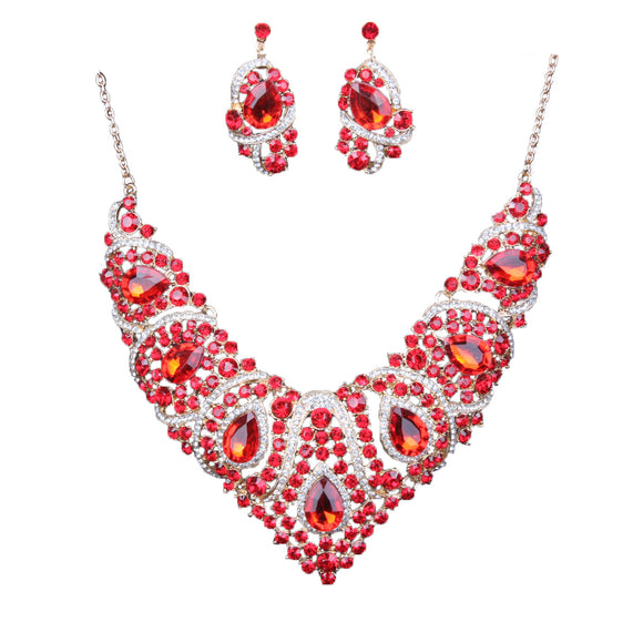 Juego de Collar y Aretes Nupciales Coloridos