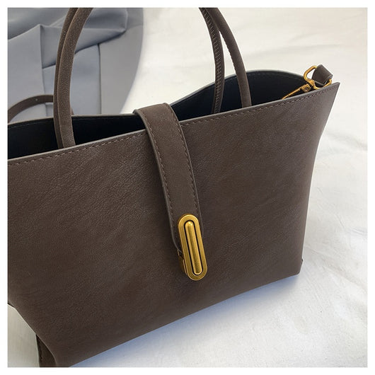 Bolsa Tote Minimalista de Alta Capacidad con Acabado Ante Retro - Image 10