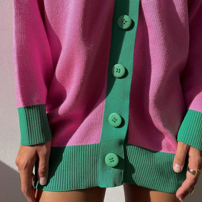 Cardigan Suelto de Cuello V y Botón Simple - Image 13
