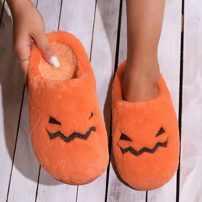 Pantuflas Cálidas de Calabaza Halloween - Cómodas Zapatillas Peluche para Casa - Image 3