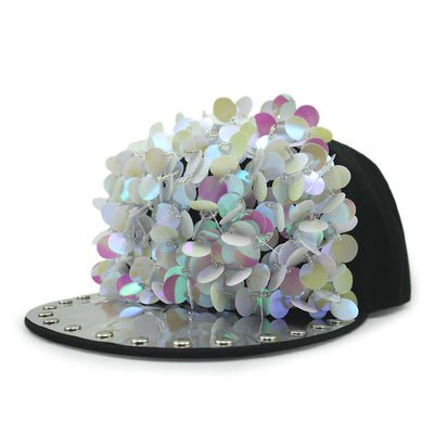 Gorra de Béisbol Hip Hop con Lentejuelas Florales y Visera Plana - Image 12