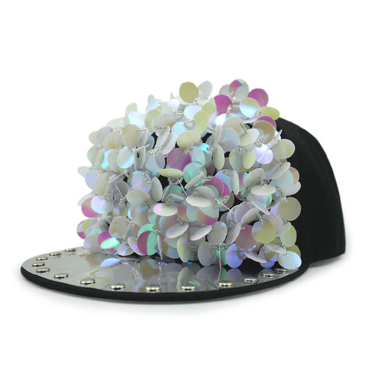 Gorra de Béisbol Hip Hop con Lentejuelas Florales y Visera Plana - Image 12