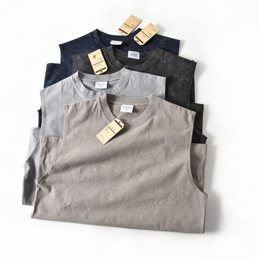 Camiseta Sin Mangas de Algodón Lavado Vintage para Hombre - Image 10