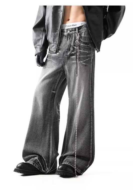 Jeans Micro Acampanados Desgastados con Efecto Rayo - Image 10