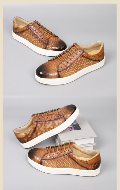 Zapatos Casuales de Cuero con Cordones y Textura Grabada para Hombre - Image 10