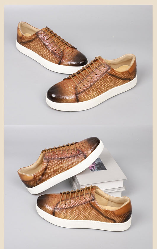 Zapatos Casuales de Cuero con Cordones y Textura Grabada para Hombre - Image 10