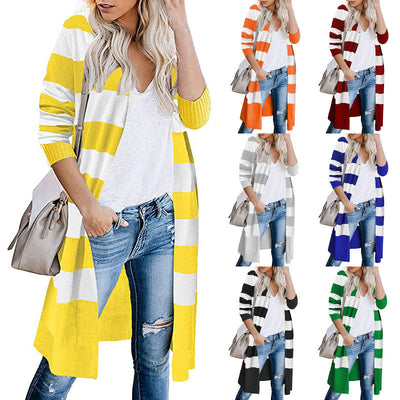 Cardigan de Punto con Rayas Contrastadas para Mujer - Image 8