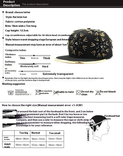 Gorra Hip Hop con Cristales Coloridos y Borde Metálico para Presentaciones - Image 18