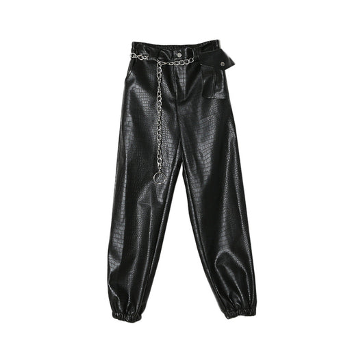 Overol de Cuero Negro con Textura Escamada para Mujer - Image 8