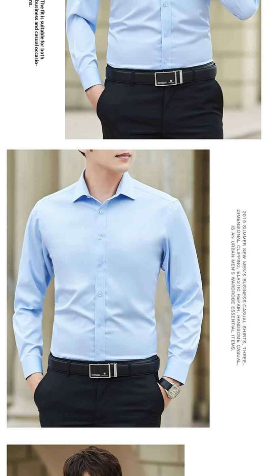 Camisa Blanca de Manga Larga Estilo Coreano para Hombre - Image 12
