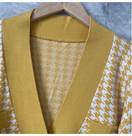 Cardigan de Punto con Patrón Pata de Gallo y Escote en V para Mujer - Image 12
