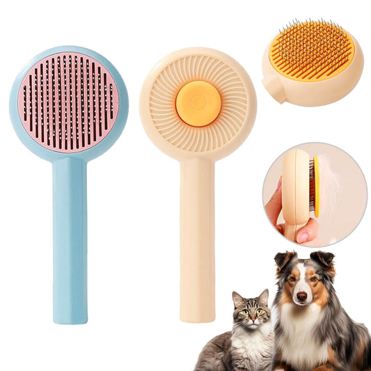 Cepillo Deslanador para Gatos y Perros con Botón Autolimpiable
