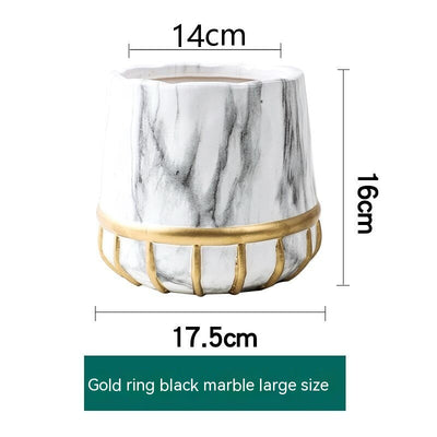 Maceta de Cerámica Dorada con Efecto Mármol - Decoración Premium para el Hogar - Image 7