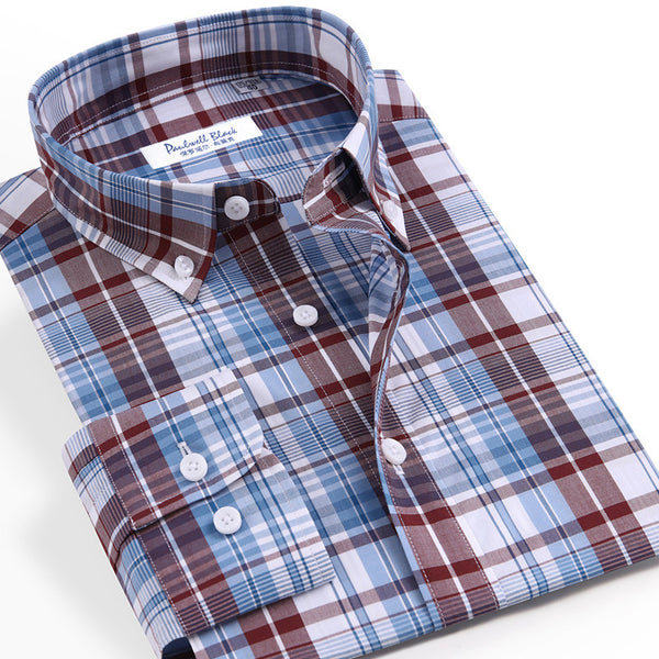 Camisa de Cuadros para Hombre en Algodón Puro de Manga Larga