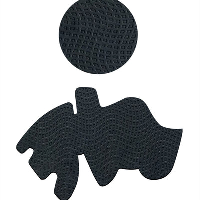 Pair of gamepad silicone stickers, one black with textured grip and one solid red, for enhanced controller grip. - Image 6