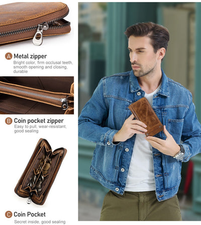 Cartera de Cuero Genuino con Protección Anti-fraude para Hombre - Image 16