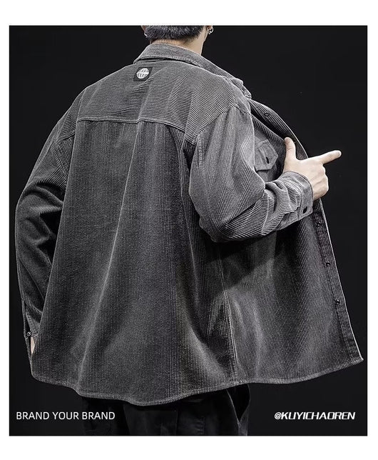 Camisa de Pana Oversized para Hombre - Corte Amplio Primavera y Otoño - Image 16