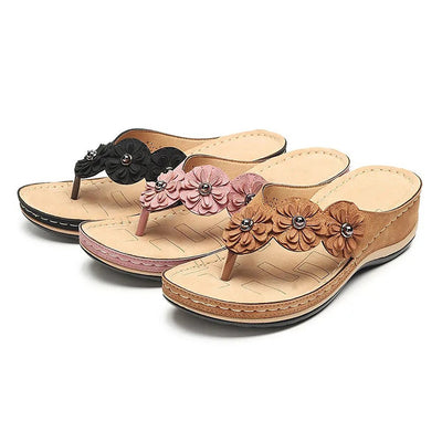 Sandalias Cuña Retro Flores para Mujer - Zapatos de Playa Cómodos Verano - Image 14