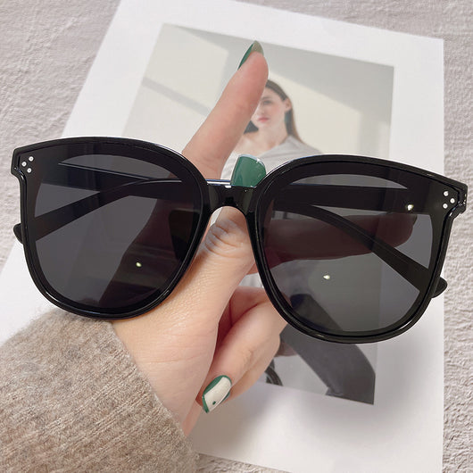 Cream square-style sunglasses with dark lenses, featuring small silver accents on the frame corners. - Image 14