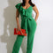 Jumpsuit Elegante con Tirantes y Mangas Hoja de Loto