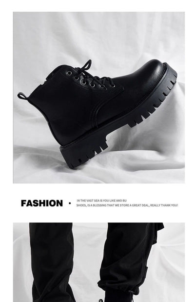 Botas Negras de Cuero para Hombre con Cierre Lateral y Plataforma Elevada - Image 17