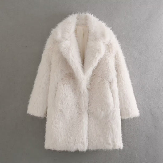 Abrigo de Pelaje Suelto Largo Elegante para Mujer - Image 3