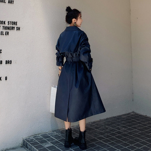 Abrigo Largo de Cuero PU Grueso - Elegancia y Calidez en Cada Paso