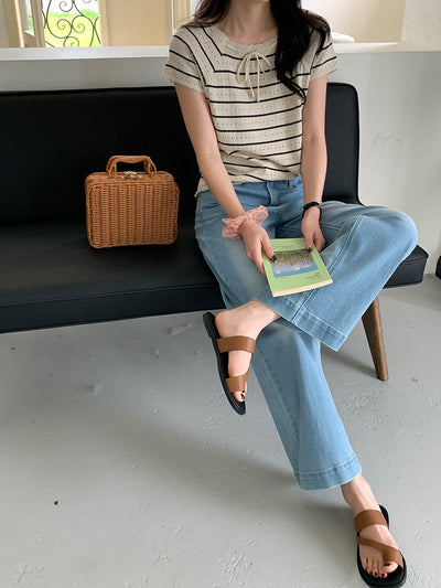 Blusa Mujer Escote Cuadrado con Encaje Calado y Cordones - Image 15