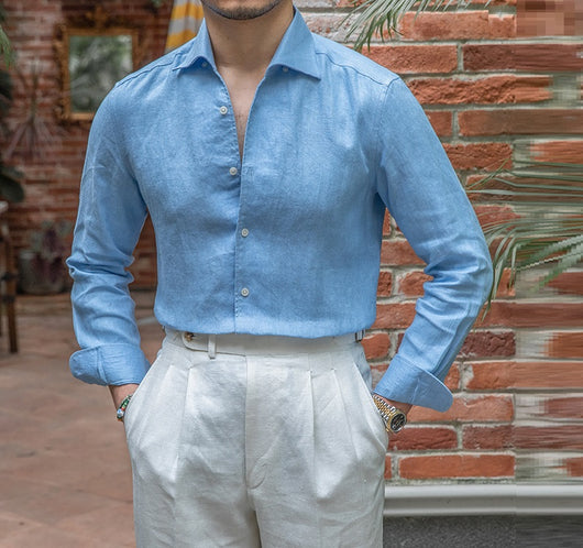Camisa de Lino Retro con Mangas Largas - Estilo Casual - Image 14