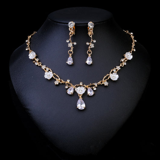 Conjunto de Aretes y Collar con Perlas y Cristales para Mujer - Image 12