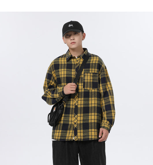Camisa Casual Retro Cuadros para Hombre - Corte Holgado Primavera Otoño - Image 19