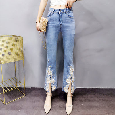 Pantalones Acampanados Beige Slim Estilo Coreano Verano