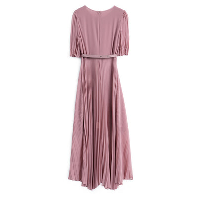 Vestido Elegante con Pliegues y Detalle Floral en la Cintura - Image 28