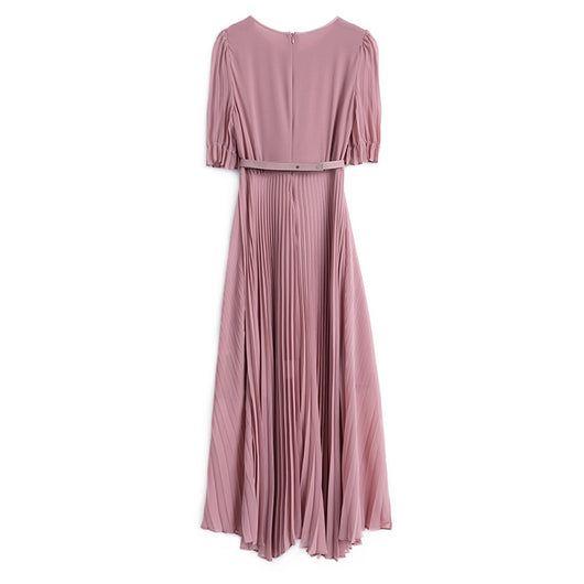 Vestido Elegante con Pliegues y Detalle Floral en la Cintura - Image 28