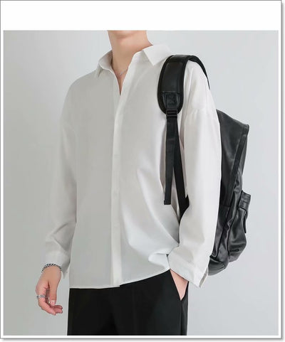 Camisa Suelta de Manga Larga en Seda de Hielo para Hombre - Image 31