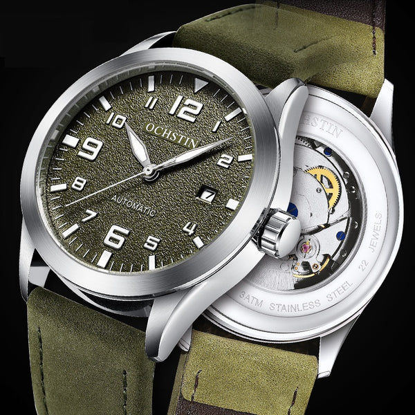 Reloj Mecánico Automático Retro Cuero Genuino Estilo Ejecutivo
