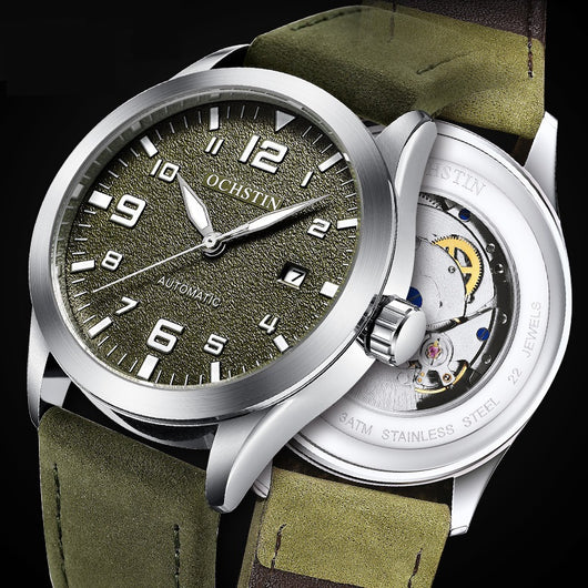 Reloj Mecánico Automático Retro Cuero Genuino Estilo Ejecutivo - Image 2
