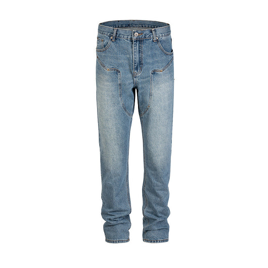 Pantalón Vaquero Slim Fit Azul Desteñido con Costuras Clásicas - Image 17