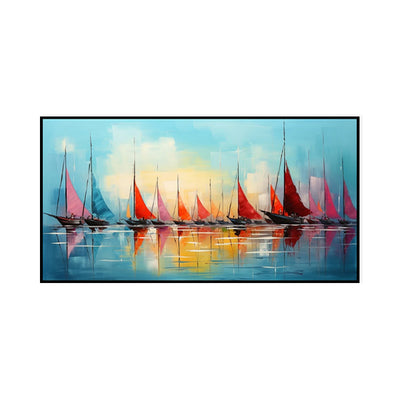 Cuadro Óleo Pintado a Mano - Arte Abstracto Contemporáneo Navegación Marina - Image 5