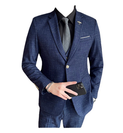 Traje de Esmoquin Tres Piezas Cuadros Mesh para Hombre - Image 3