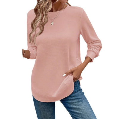 Blusa Manga Larga Cuello Redondo Textura Waffle para Mujer - Image 8