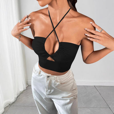 Top Deportivo Crop Ajustado con Tirantes y Cordón