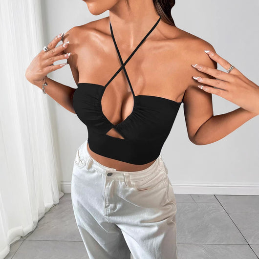 Top Deportivo Crop Ajustado con Tirantes y Cordón