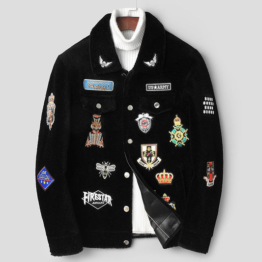 Chaqueta de Piel de Cordero Blanca con Textura de Grano - Image 2