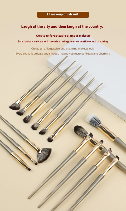 Set de 15 Brochas de Maquillaje Profesional con Flores Estampadas - Image 17