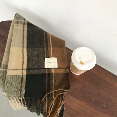 Bufanda Cuadros Retro Japonés Invierno - Diseño Clásico Versátil - Image 3
