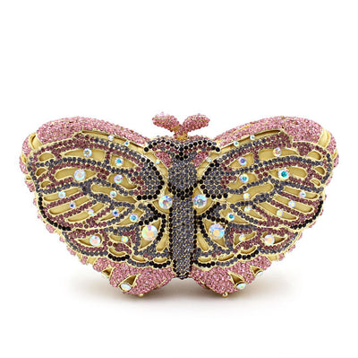 Cartera de Mano Artesanal con Mariposa de Diamantes - Image 25