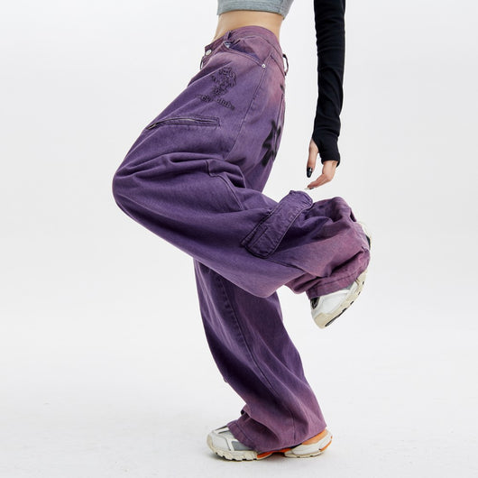 Pantalones Chaopai Púrpura Rectos de Pierna Ancha - Image 5