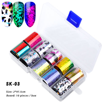10 Cajas de Stickers de Uñas Holográficos Color AB para Nail Art - Image 3