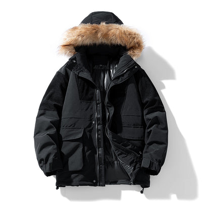 Abrigo Grueso para Hombre con Cuello de Piel - Otoño e Invierno - Image 3